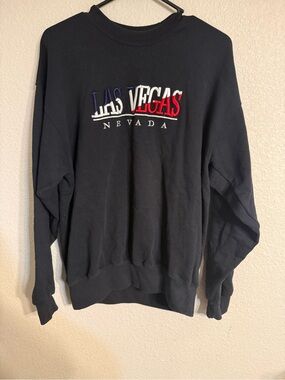 Las Vegas Nevada Embroidered Black Crewneck Sweatshirt